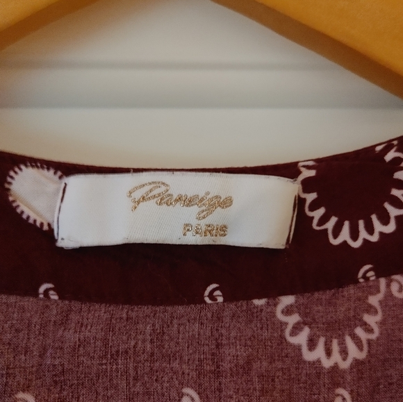 Flowy Paris Burgundy & White Boho Top ~ Size XL - Picture 2 of 5